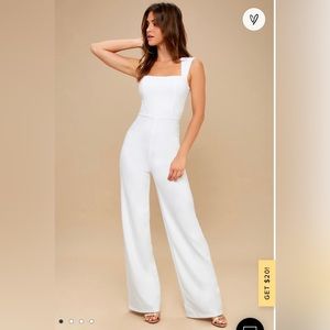 Lulus Enticing Endeavors White Jumpsuit Size S